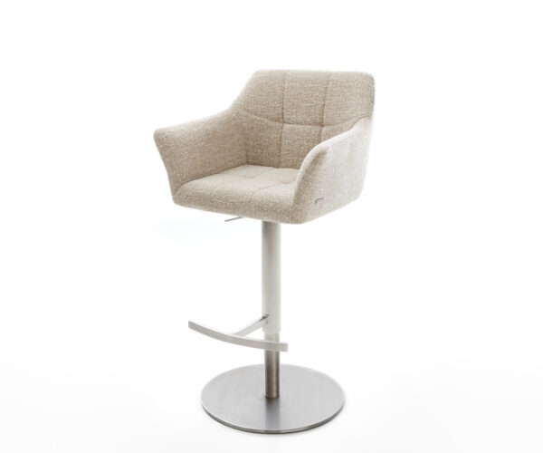 Bárszék Yulo-Flex szövött szövet puha bézs forgatható magasságban állítható rozsdamentes acél ezüstszínű