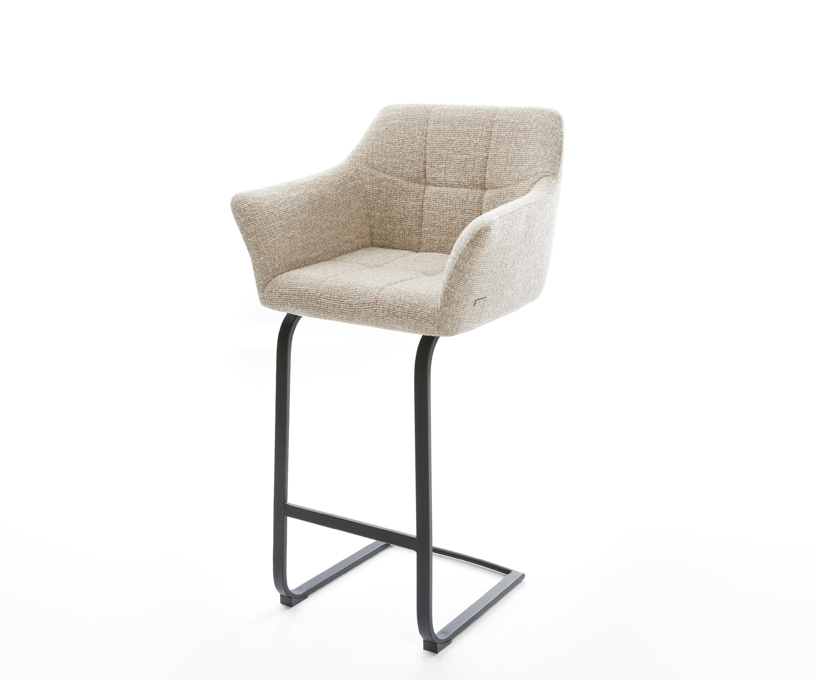 Bárszék Yulo-Flex szövött szövet puha bézs konzolos lapos fém fekete