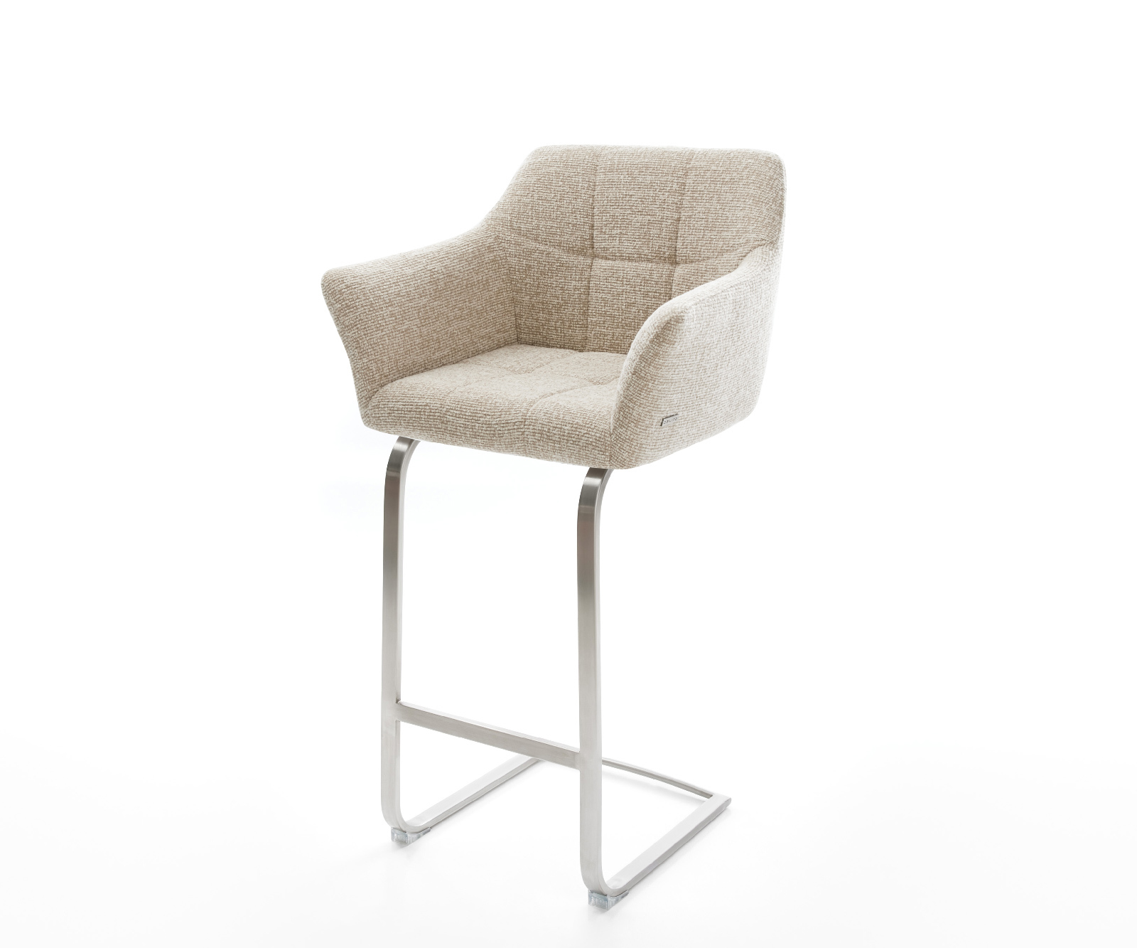 Bárszék Yulo-Flex szövött szövet puha bézs konzolos láb laposacél rozsdamentes ezüstszínű