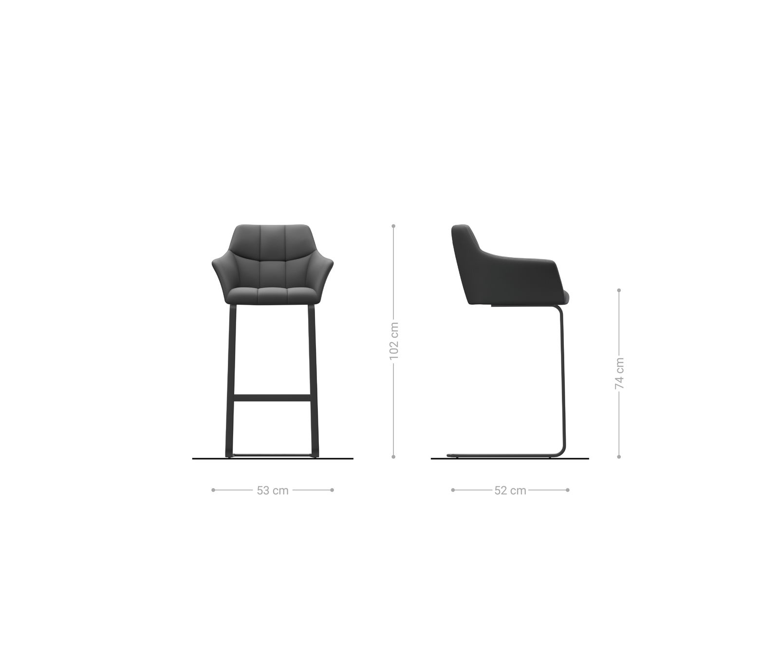 Bárszék Yulo-Flex strukturált szövet puha szürke konzolos láb lapos fém fekete - Image 6