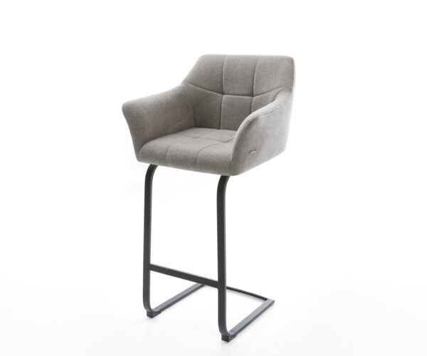 Bárszék Yulo-Flex strukturált szövet puha szürke konzolos láb lapos fém fekete