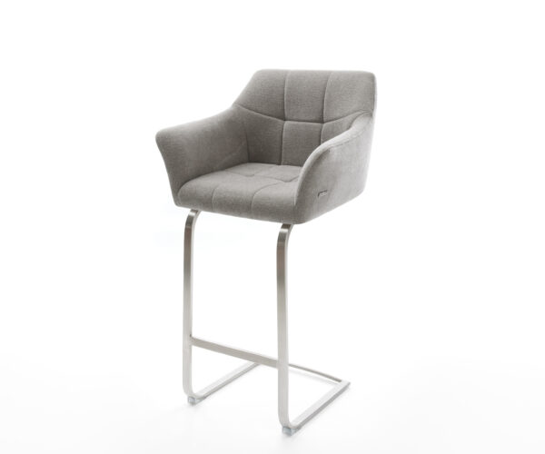 Bárszék Yulo-Flex strukturált szövet puha szürke konzolos láb laposacél ezüstszínű