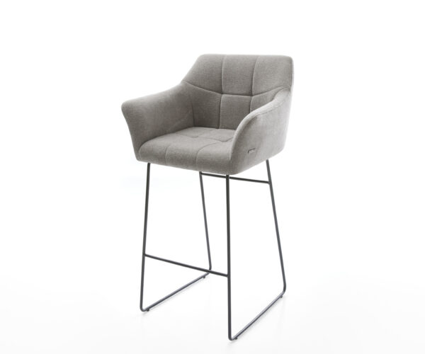 Bárszék Yulo-Flex strukturált szövet puha szürke vékony fém láb fekete