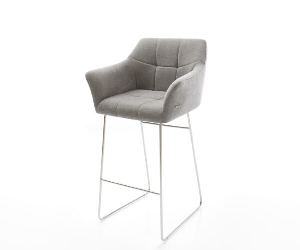 Bárszék Yulo-Flex strukturált szövet puha szürke vékony fém láb rozsdamentes acél ezüstszínű