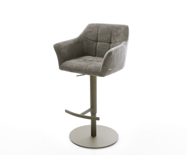 Bárszék Yulo-Flex bouclé puha sötét bézs forgatható magasságban állítható fém titán színű