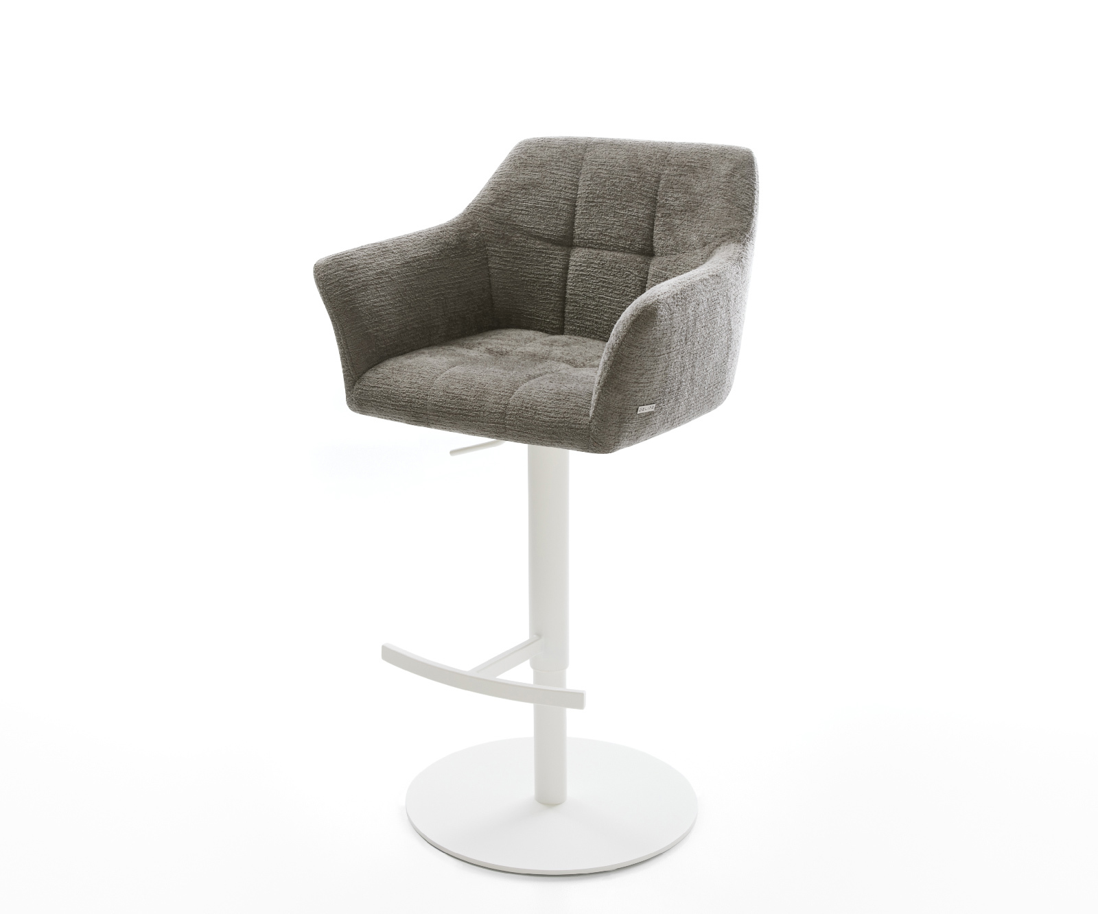 Bárszék Yulo-Flex bouclé puha sötét bézs forgatható magasságban állítható fém fehér