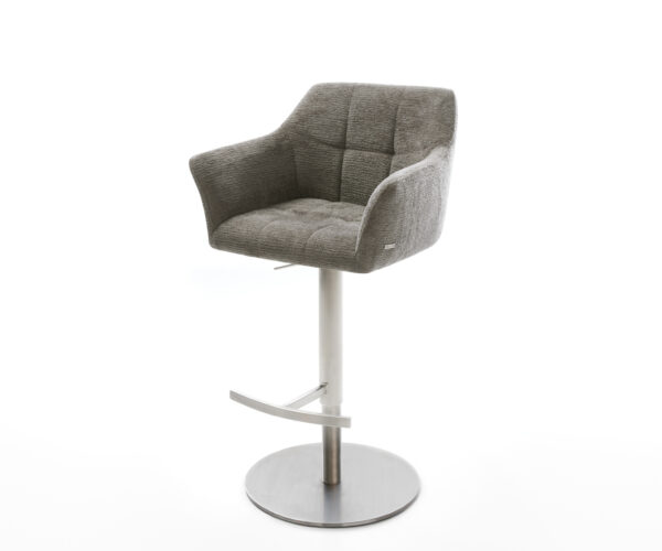 Bárszék Yulo-Flex bouclé puha sötét bézs forgatható magasságban állítható rozsdamentes acél ezüstszínű