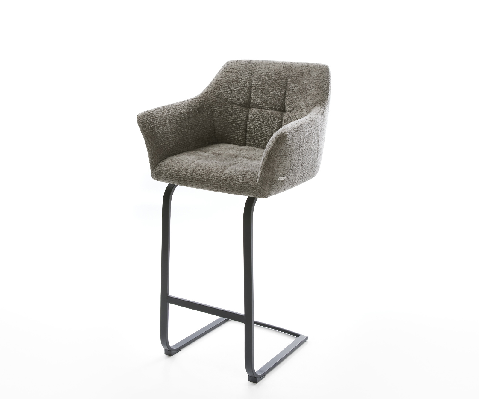 Bárszék Yulo-Flex bouclé puha sötét bézs konzolos lapos fém fekete