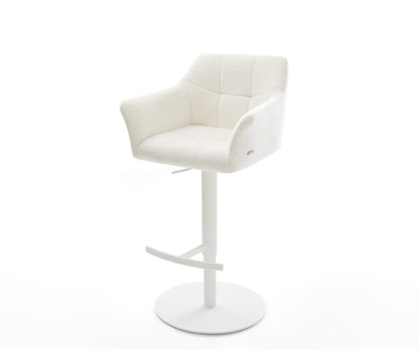 Bárszék Yulo-Flex bouclé puha bézs forgatható magasságban állítható fém fehér láb