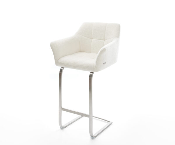 Bárszék Yulo-Flex bouclé puha bézs konzolos laposacél rozsdamentes ezüstszínű