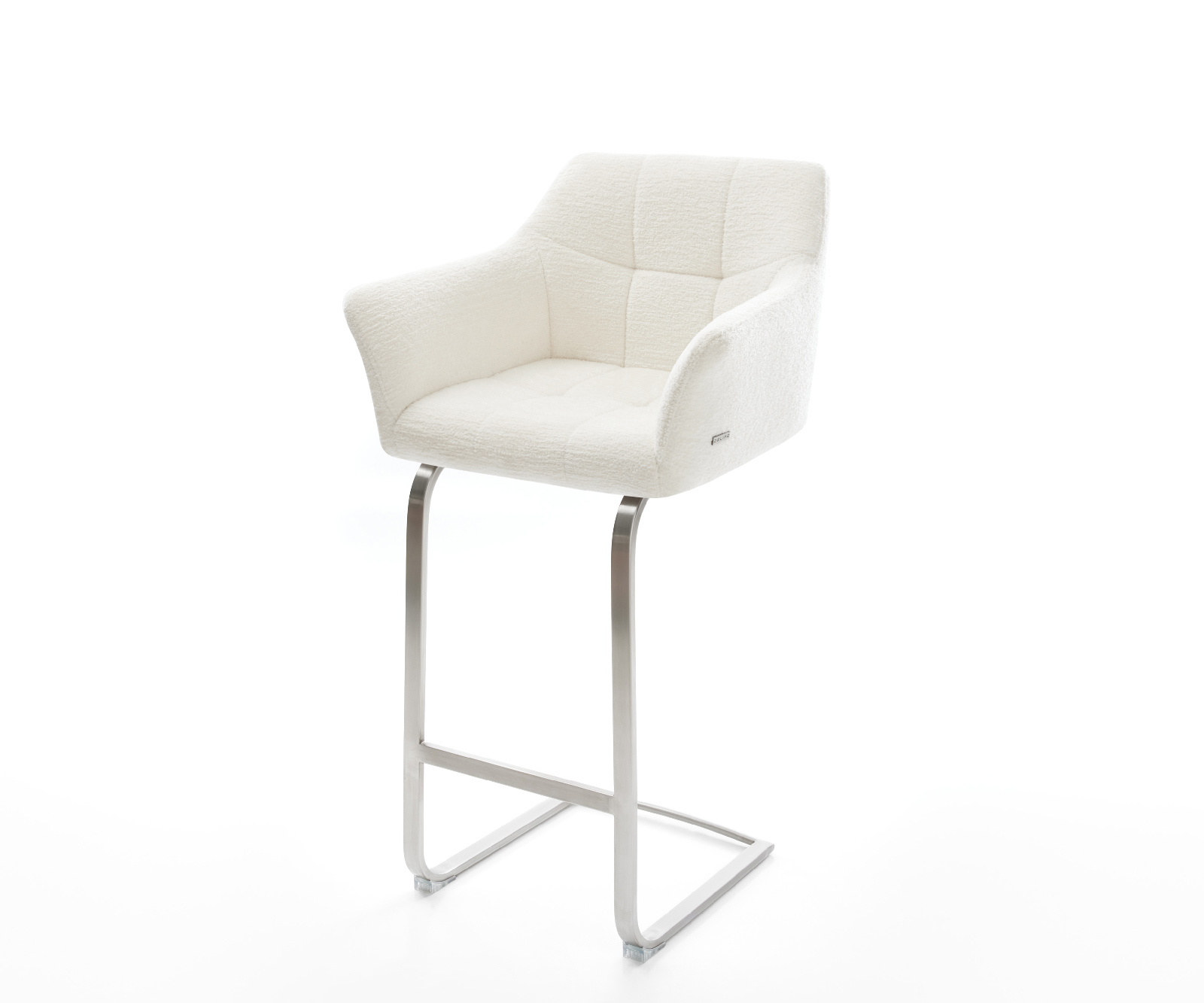 Bárszék Yulo-Flex bouclé puha bézs konzolos laposacél rozsdamentes ezüstszínű