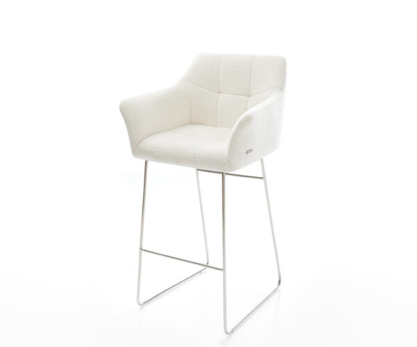 Bárszék Yulo-Flex bouclé puha bézs vékony láb rozsdamentes acél ezüstszínű