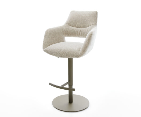 Bárszék Yago-Flex szövött szövet puha bézs forgatható magasságban állítható fém titánszínű zsákrugós