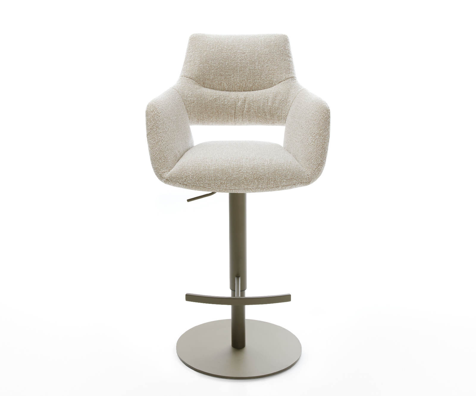 Bárszék Yago-Flex szövött szövet puha bézs forgatható magasságban állítható fém titánszínű zsákrugós - Image 2