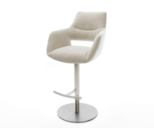 Bárszék Yago-Flex szövött szövet puha bézs forgatható magasságban állítható rozsdamentes acél ezüstszínű zsákrugó