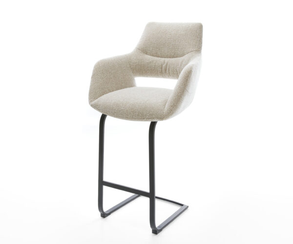 Bárszék Yago-Flex szövött szövet puha bézs konzolos láb lapos fém fekete zsákrugó