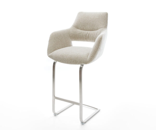 Bárszék Yago-Flex szövött szövet puha bézs konzolos laposacél rozsdamentes ezüstszínű zsákrugós