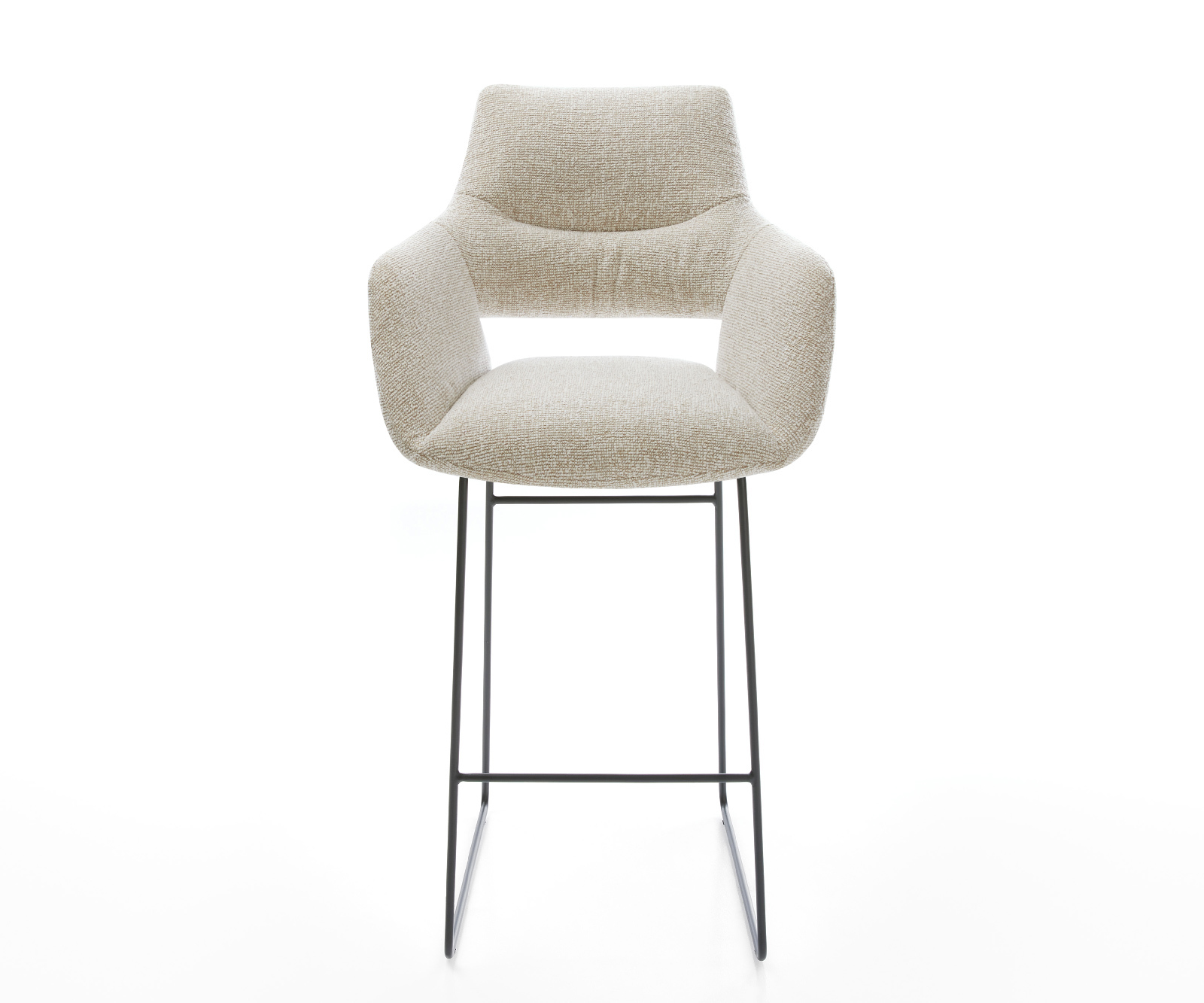 Bárszék Yago-Flex szövött szövet puha bézs vékony láb fém fekete zsákrugó - Image 2