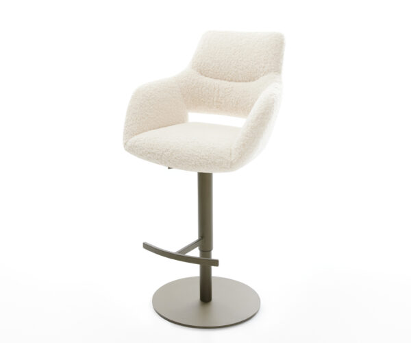Bárszék Yago-Flex teddy szövet bézs forgatható magasságban állítható fém titánszínű zsákrugó