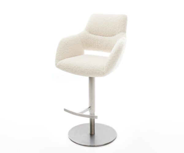 Bárszék Yago-Flex teddy szövet bézs forgatható magasságban állítható rozsdamentes acél ezüstszínű zsákrugós matrac