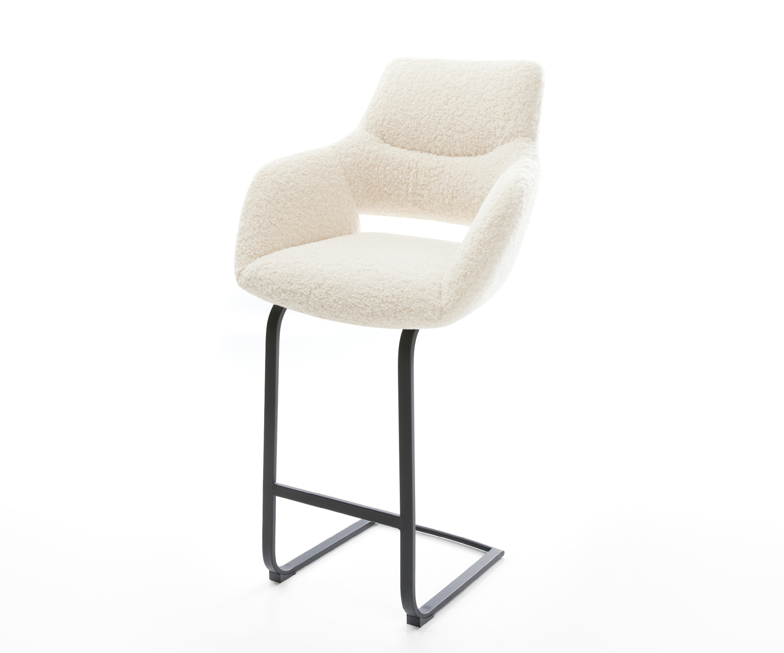 Bárszék Yago-Flex teddy szövet bézs konzolos láb laposacél fekete zsákrugó