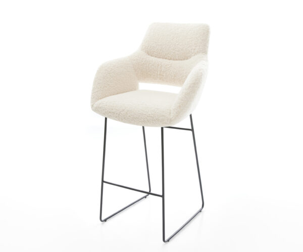 Bárszék Yago-Flex teddy szövet bézs vékony fém láb fekete zsákrugó