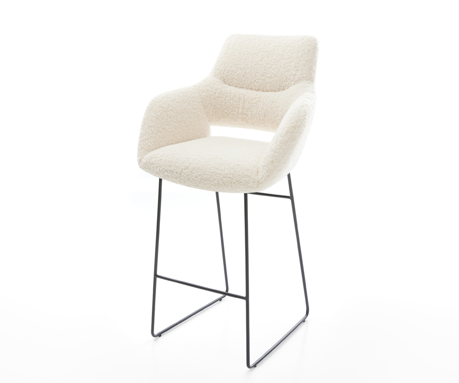 Bárszék Yago-Flex teddy szövet bézs vékony fém láb fekete zsákrugó