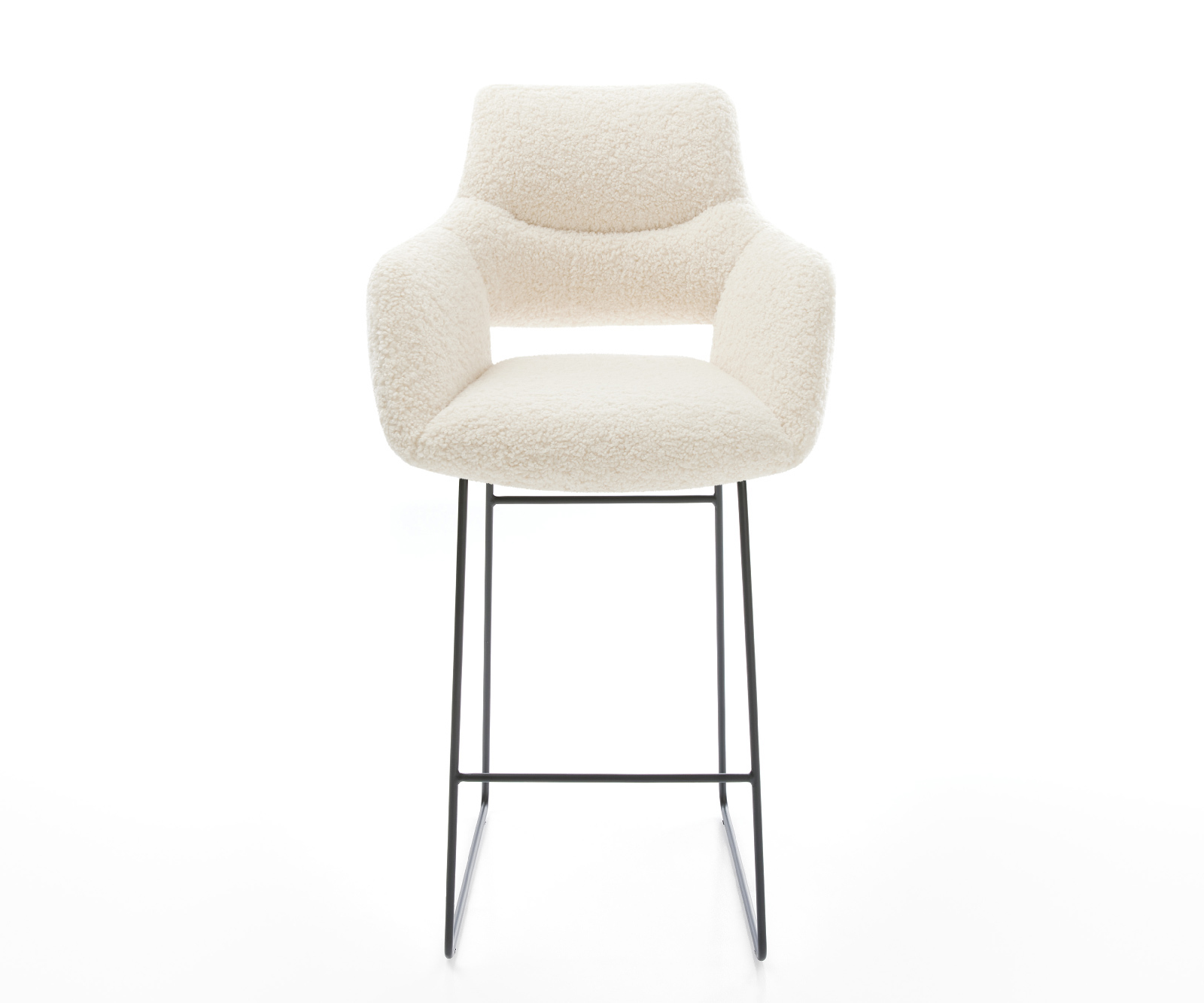 Bárszék Yago-Flex teddy szövet bézs vékony fém láb fekete zsákrugó - Image 2