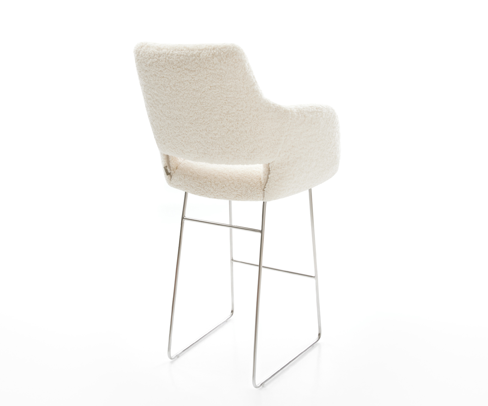 Bárszék Yago-Flex teddy szövet bézs vékony láb rozsdamentes acél ezüstszínű zsákrugó - Image 5