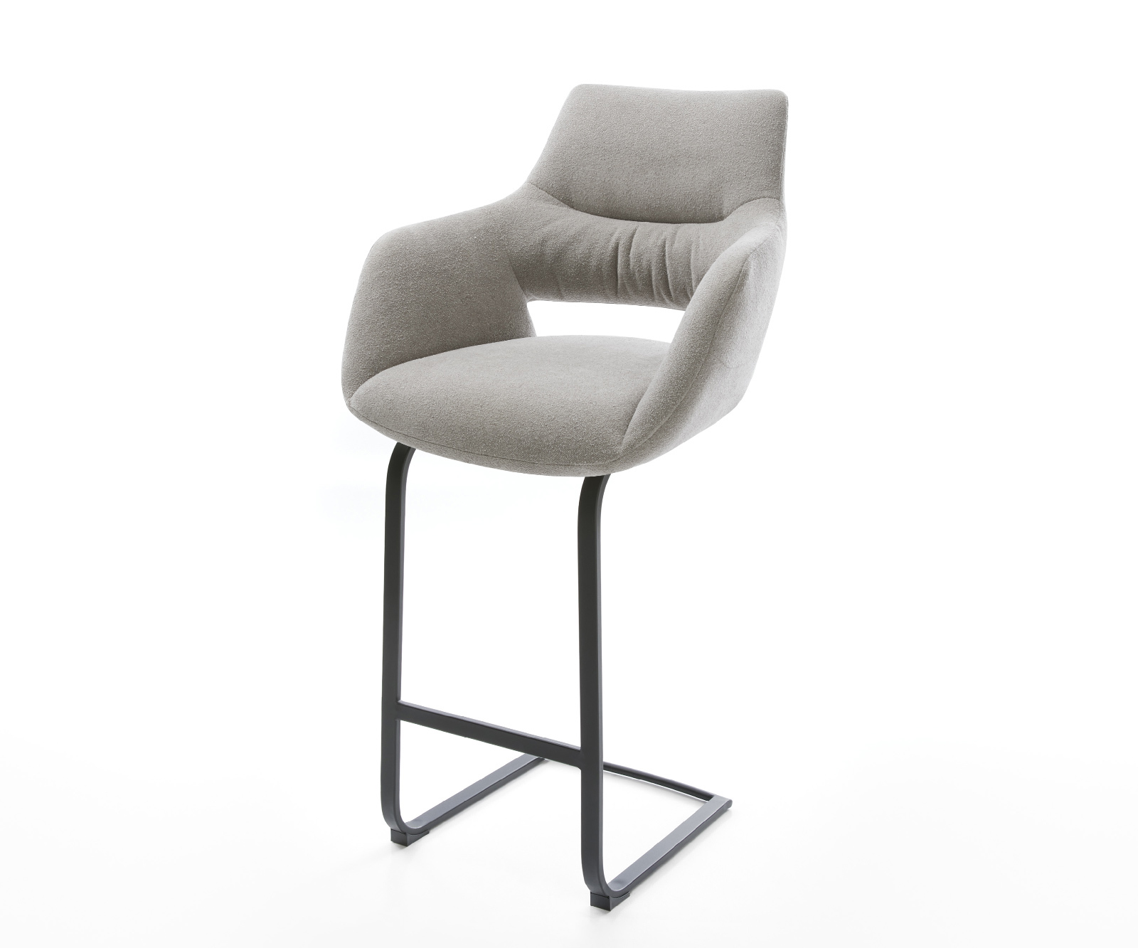 Bárszék Yago-Flex strukturált szövet puha szürke konzolos lapos fém fekete zsákrugós