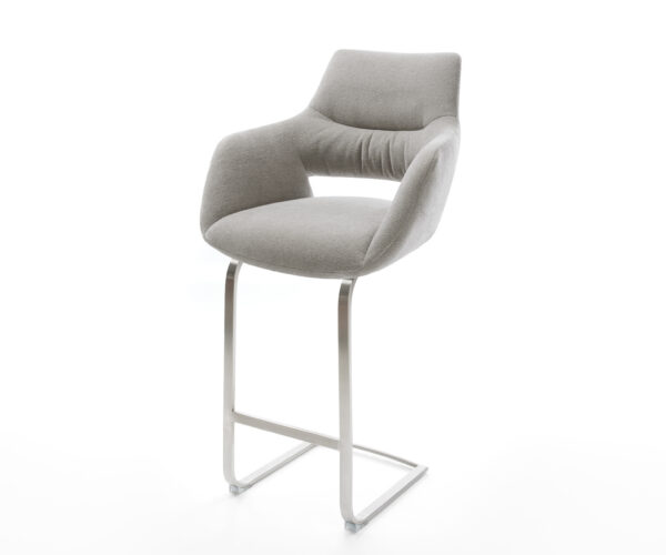 Bárszék Yago-Flex strukturált szövet puha szürke konzolos laposacél rozsdamentes ezüstszínű zsákrugós