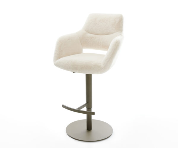Bárszék Yago-Flex plüss krémfehér forgatható magasságban állítható fém titánszínű zsákrugós