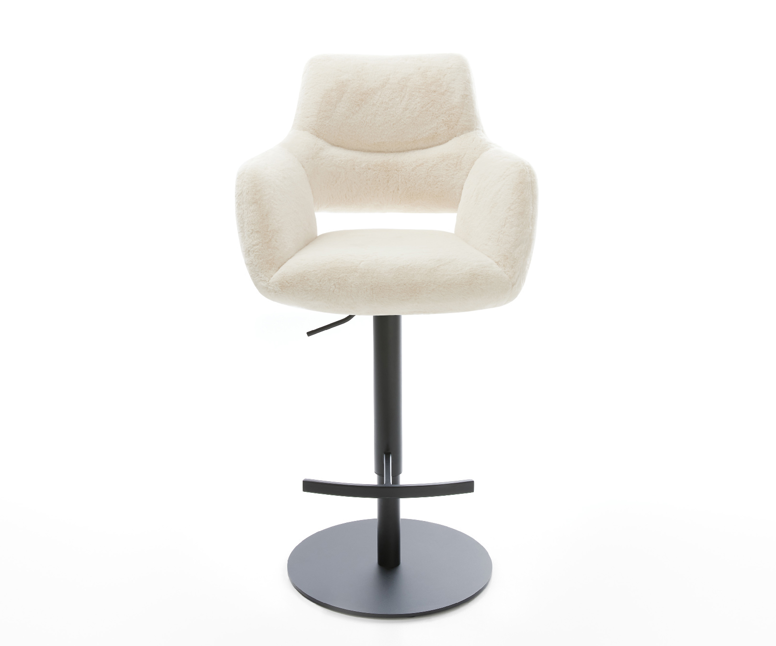 Bárszék Yago-Flex plüss krémfehér forgatható magasságban állítható fém fekete zsákrugó - Image 2