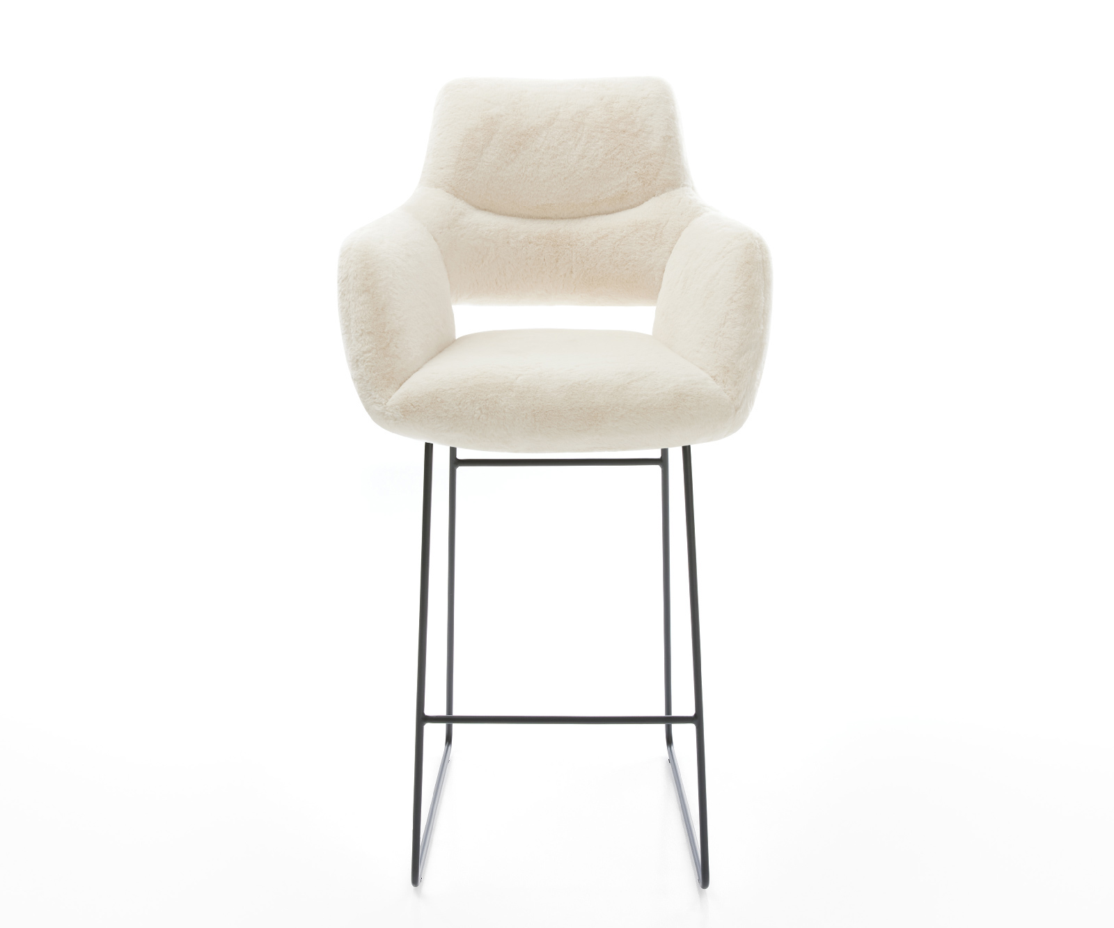 Bárszék Yago-Flex plüss krémfehér vékony láb fém fekete zsákrugó - Image 2