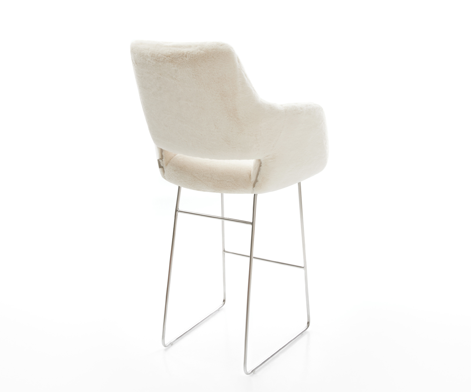 Bárszék Yago-Flex plüss krémfehér vékony láb rozsdamentes acél ezüstszínű zsákrugós - Image 5