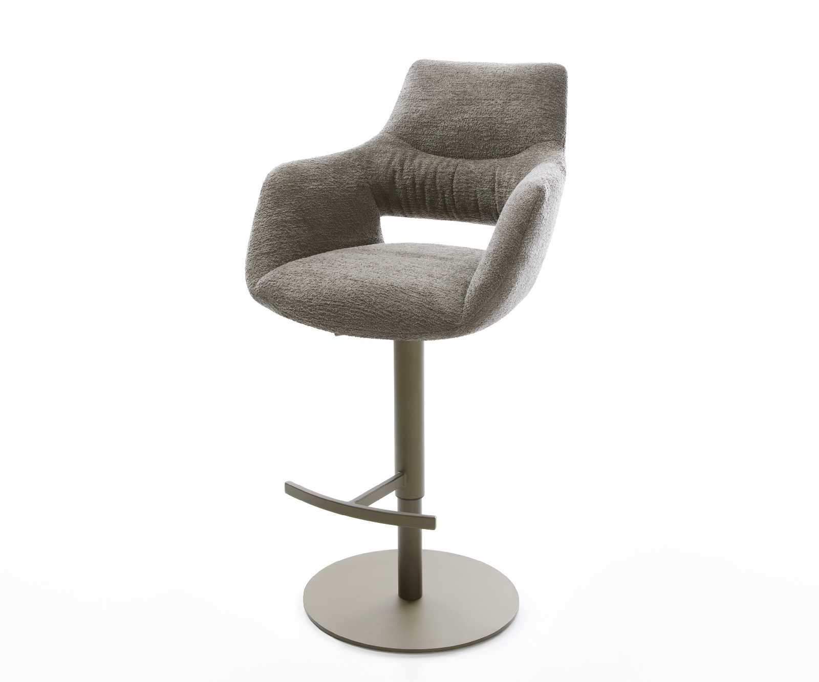 Bárszék Yago-Flex bouclé puha sötét bézs forgatható magasságban állítható fém titánszínű zsákrugós