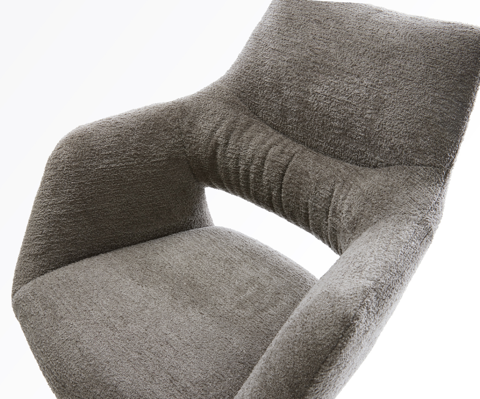 Bárszék Yago-Flex bouclé puha sötét bézs forgatható magasságban állítható fém titánszínű zsákrugós - Image 4
