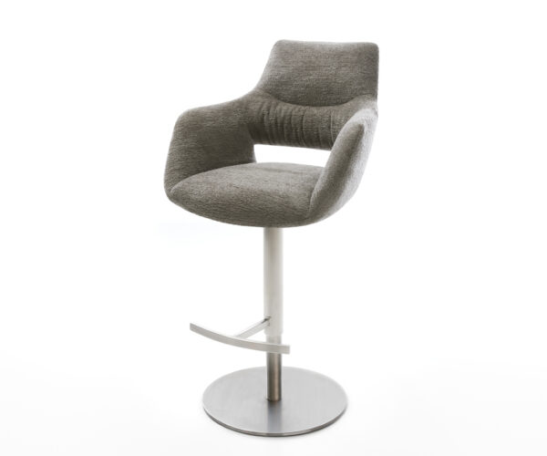 Bárszék Yago-Flex bouclé puha sötét bézs forgatható magasságban állítható rozsdamentes acél ezüstszínű zsákrugós