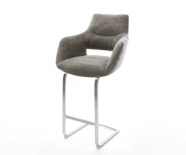 Bárszék Yago-Flex bouclé puha sötét bézs konzolos láb laposacél ezüstszínű zsákrugó