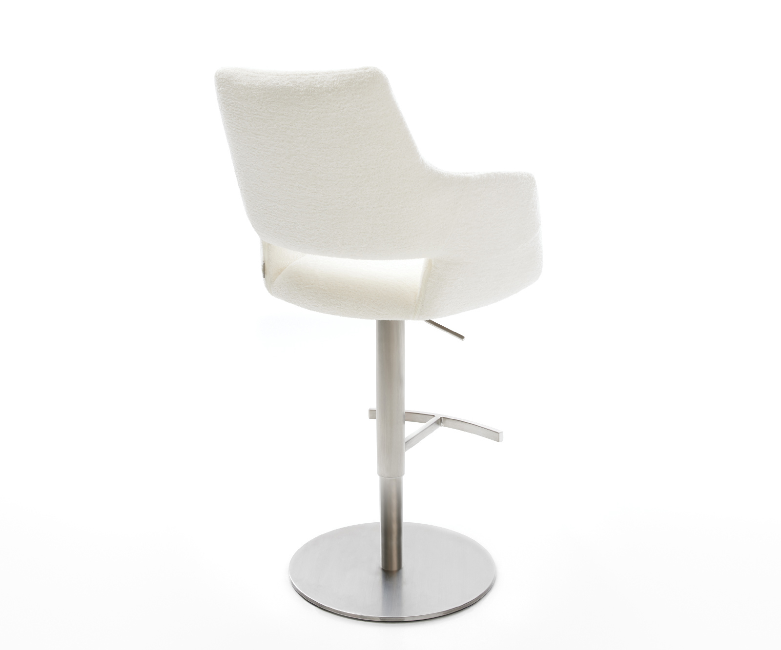 Bárszék Yago-Flex bouclé puha bézs forgatható magasságban állítható rozsdamentes acél ezüstszínű zsákrugós - Image 5