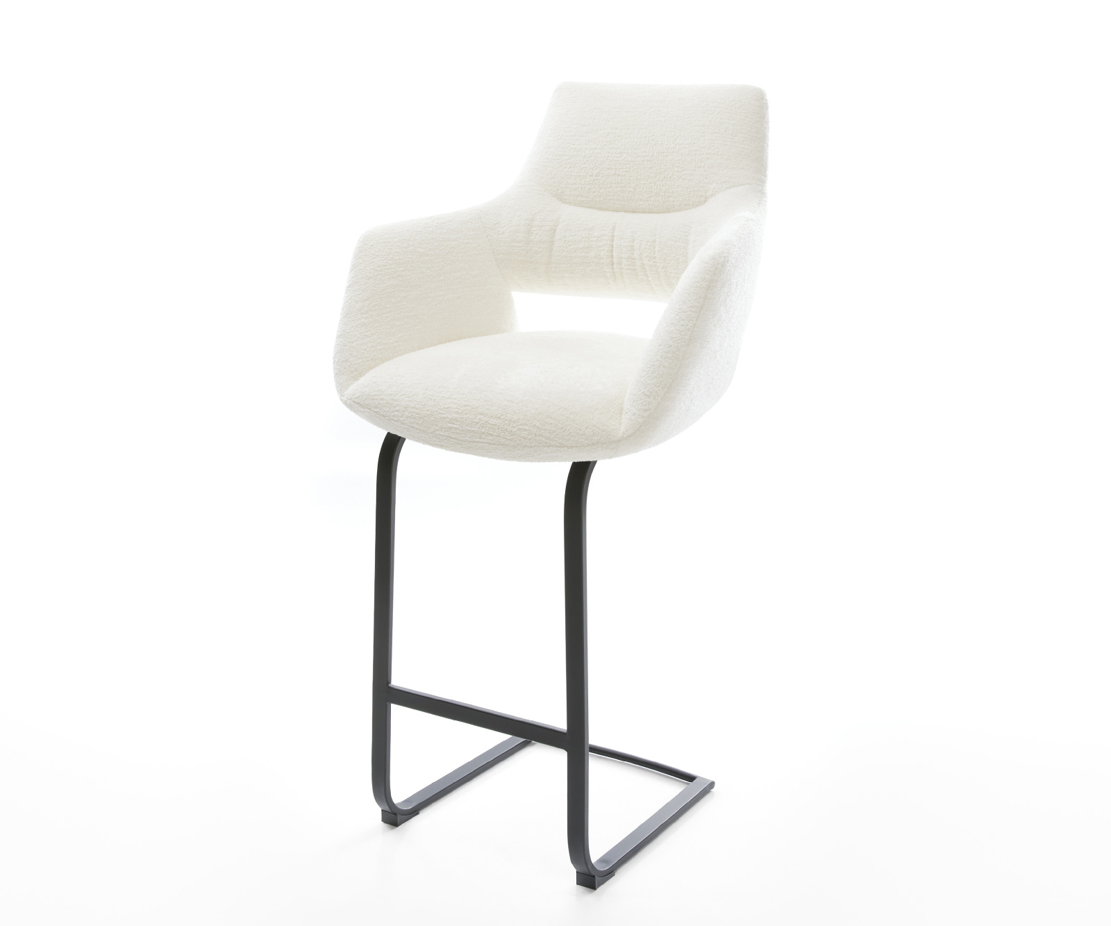 Bárszék Yago-Flex bouclé puha bézs konzolos láb lapos fém fekete zsákrugó