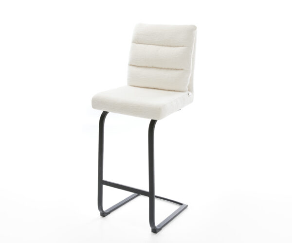 Bárszék Pela-Flex bouclé puha bézs konzolos láb lapos fém fekete