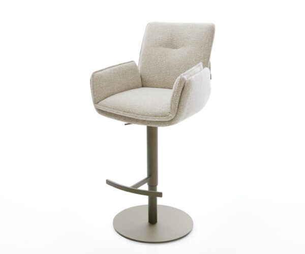 Bárszék Nela-Flex szövött szövet puha bézs forgatható magasságban állítható fém titán színű