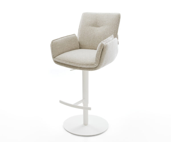 Bárszék Nela-Flex szövött szövet puha bézs forgatható magasságban állítható fém fehér láb