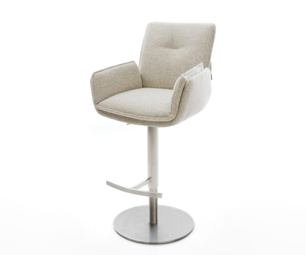 Bárszék Nela-Flex szövött szövet puha bézs forgatható magasságban állítható rozsdamentes acél ezüstszínű