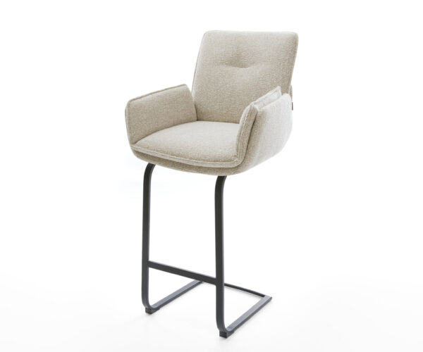 Bárszék Nela-Flex szövetszövet puha bézs konzolos láb lapos fém fekete
