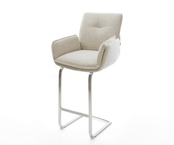 Bárszék Nela-Flex szövött szövet puha bézs konzolos laposacél rozsdamentes ezüstszínű