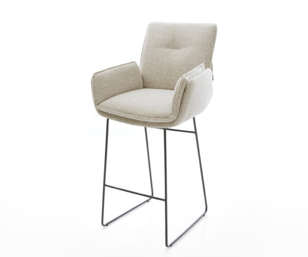 Bárszék Nela-Flex szövött szövet puha bézs vékony fém láb fekete