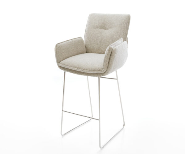 Bárszék Nela-Flex szövött szövet puha bézs vékony láb rozsdamentes acél ezüstszínű