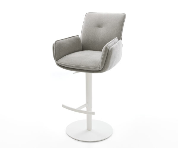 Bárszék Nela-Flex strukturált szövet puha szürke forgatható magasságban állítható fém fehér